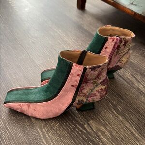 John Fluevog Pink and Green Ankle Boots